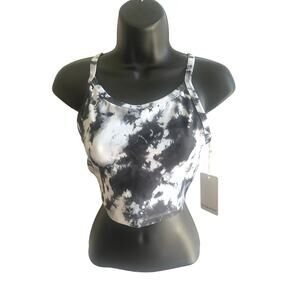 NWT Year of Ours Cindy Tank Small Black White Tie Dye Crop‎ Athleisure Yoga Gym